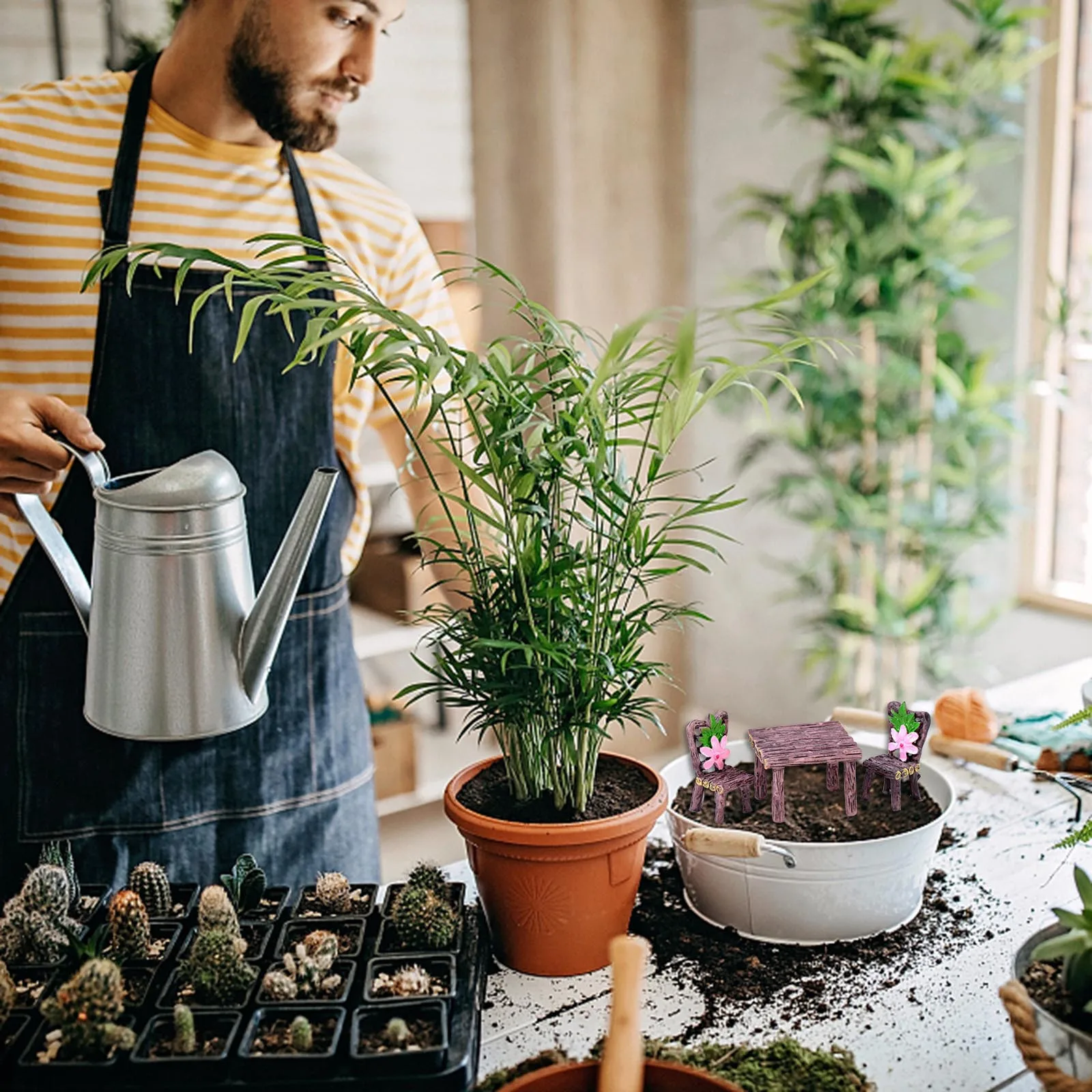 Небольшая мебель для помещений набор миниатюрных столов и стульев из 6 предметов