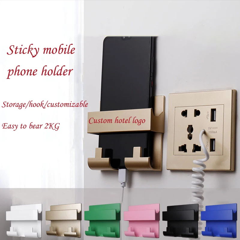 

Wall Shelf Organizer Storage Holder With Hooks Remote Control Practical Holder Mobile Phone Charging Rack Hotel Universal