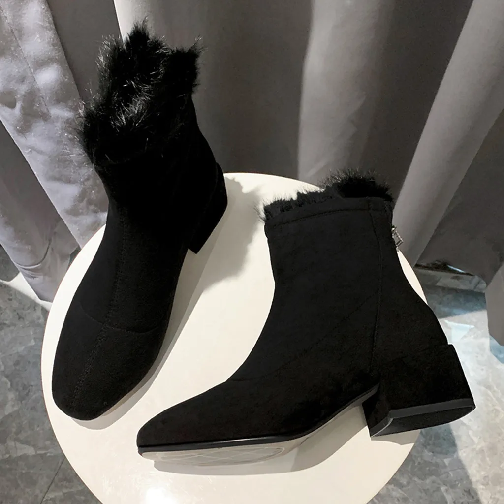 Зимние женские ботинки на платформе новые модные удобные квадратном каблуке с