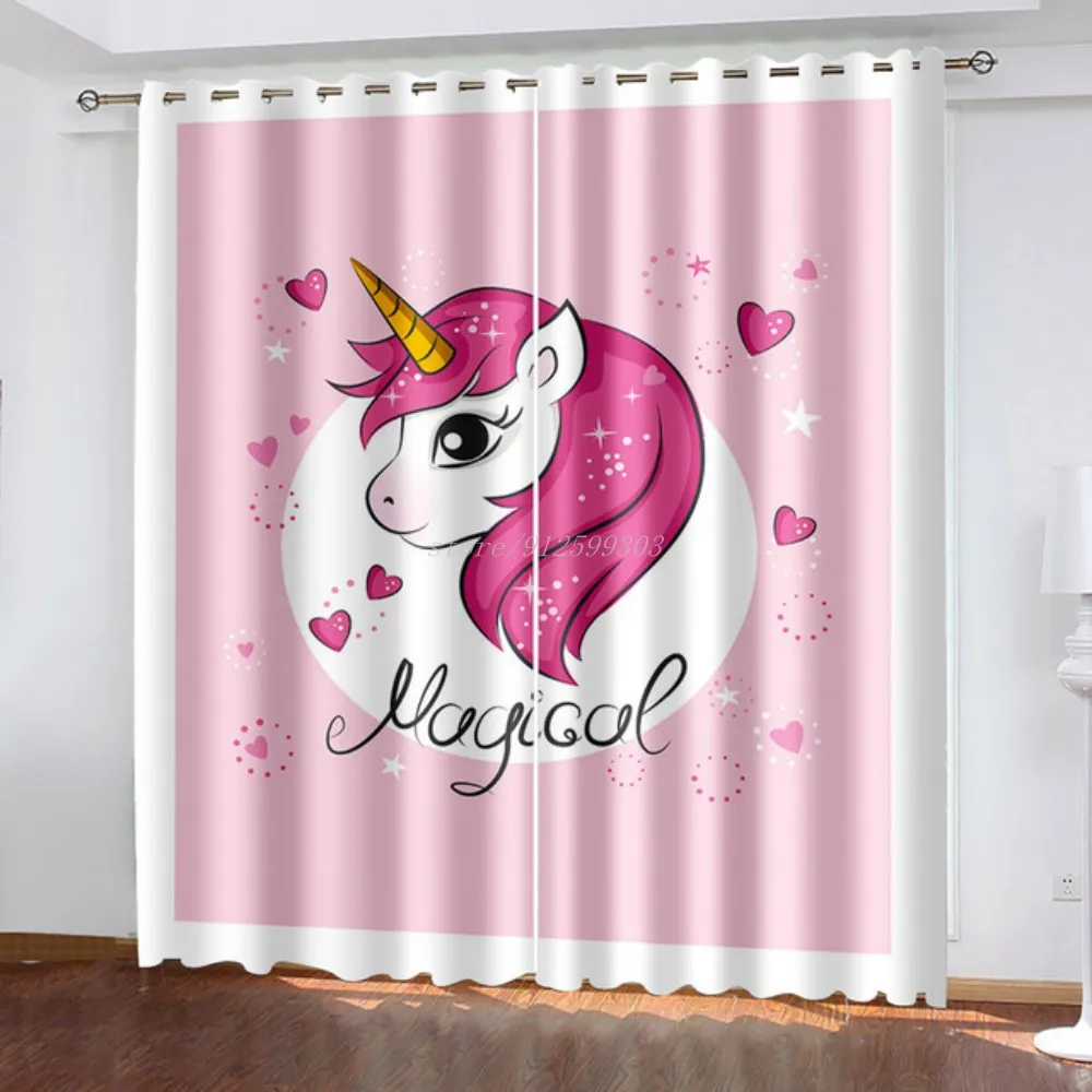 

Занавеска на окна с милым розовым единорогом, Современная декоративная занавеска для гостиной, спальни, домашний декор, светонепроницаемые...
