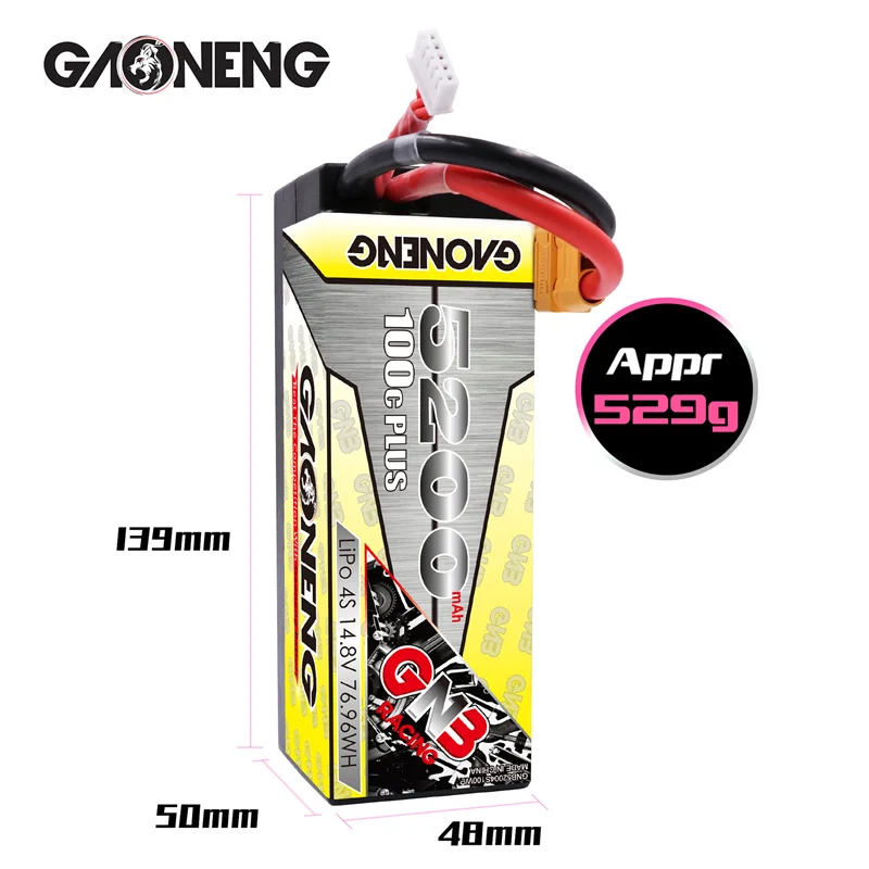 GAONENG GNB 5200mAh 4S 14 8 V 100C MAX 200C батарея LiPo Hardcase с разъемом XT60/T для 1:8 1/8 RC автомобиля