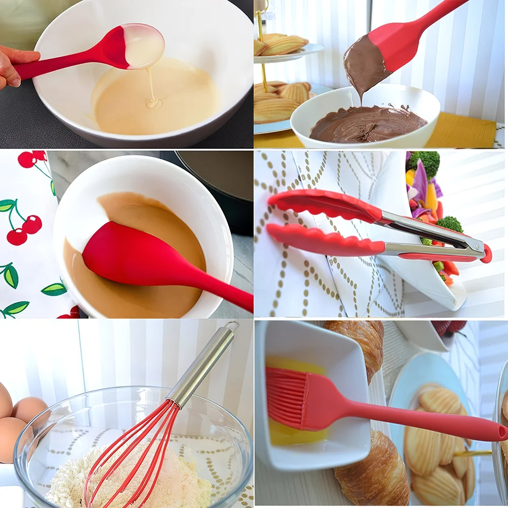 Kitchen Utensils Set 10Pcs Silicone Ware Non-stick Cooking Tools All Over Silica Gel Utensil |