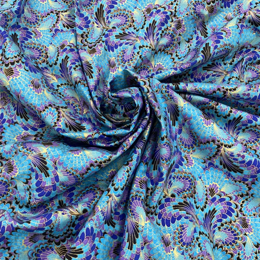 Японская ткань из 100% хлопка с принтом павлиньих перьев для шитья в стиле пэчворк