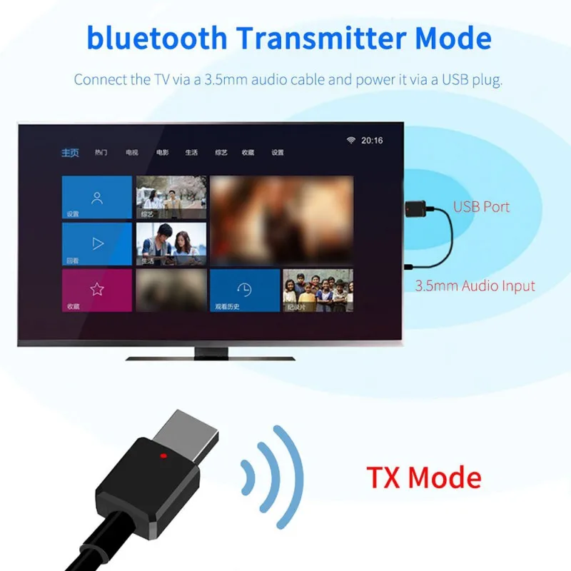 Мини Bluetooth 5 0 передатчик приемник 3 мм AUX стерео беспроводной адаптер для