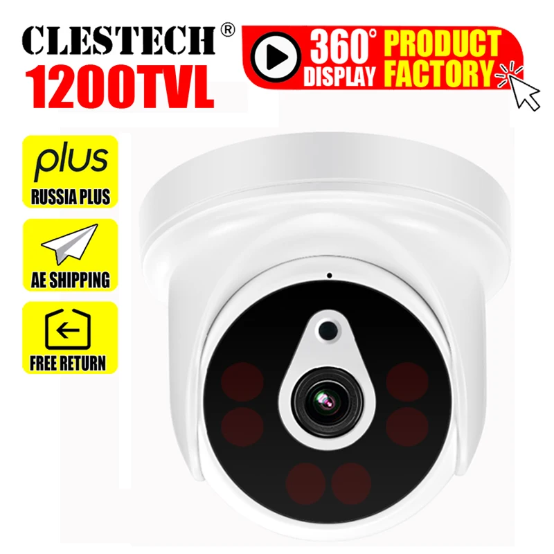 Большая скидка 6led массив 1200tvl hd CCTV Камера в маскирующем колпаке для внутренних