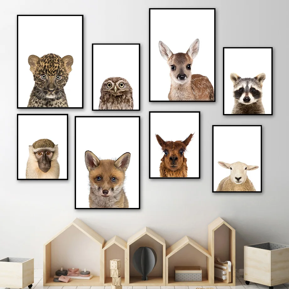Леопардовая Альпака олень кролик лиса енот настенная Картина на холсте