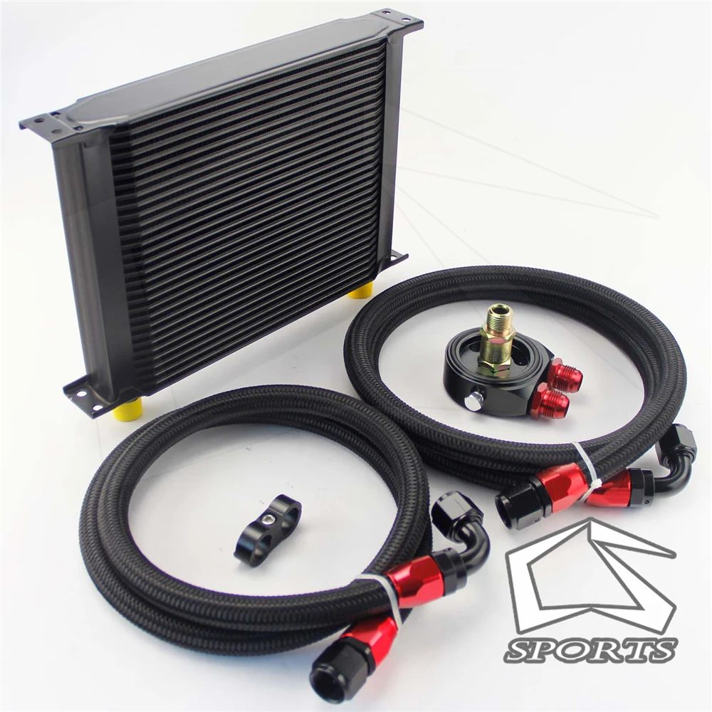 

Универсальный Масляный радиатор коробки передач двигателя, 30 рядов, черный + комплект черных фильтров британского типа