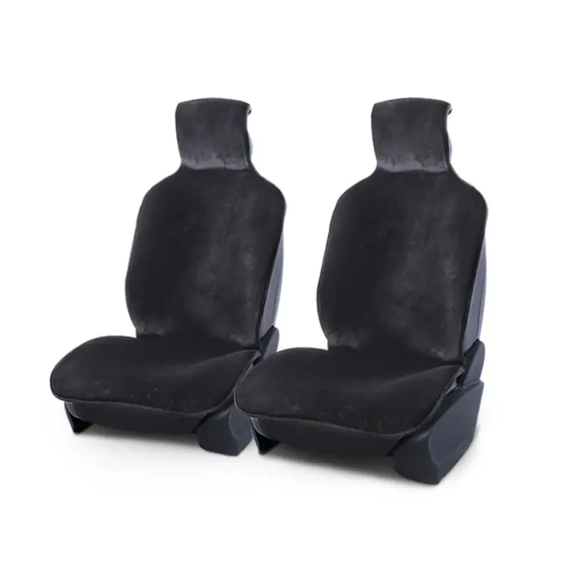 black 2 pc Чехлы на сиденья из искусственного меха белый универсальный интерьер автомобиля пятиместный Комфортный теплый роскошный Зимняя накидка автомобиля из искусственного меха - Название цвета: black 2 pc