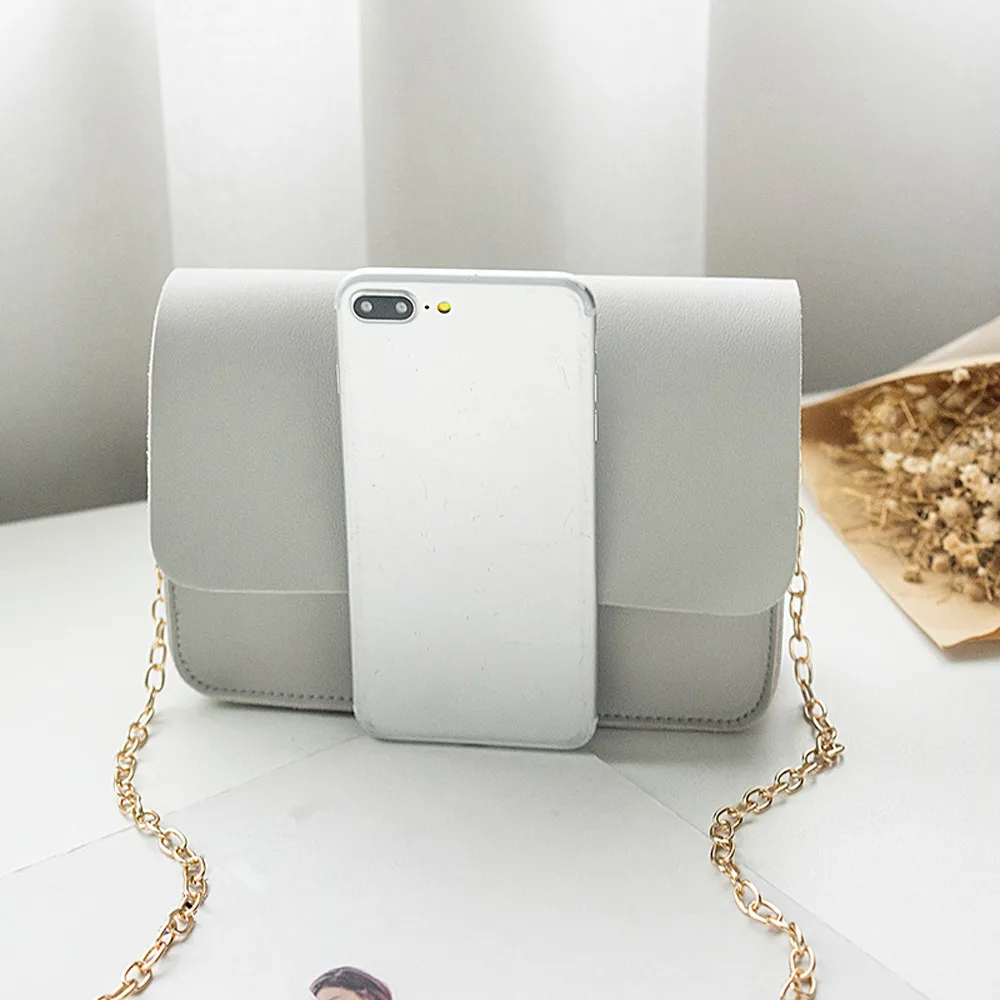 Женская сумка на плечо для телефона через модная однотонная с крышкой простая