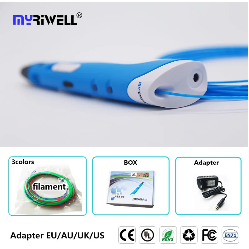 only V1 blue pen Myriwell 3d Ручка RP100A/RP100B и abs Филамент pla пластик 3d Ручка 3 d ручка умный ребенок подарок на день рождения игрушки 3D Ручка - Цвет: only V1 blue pen
