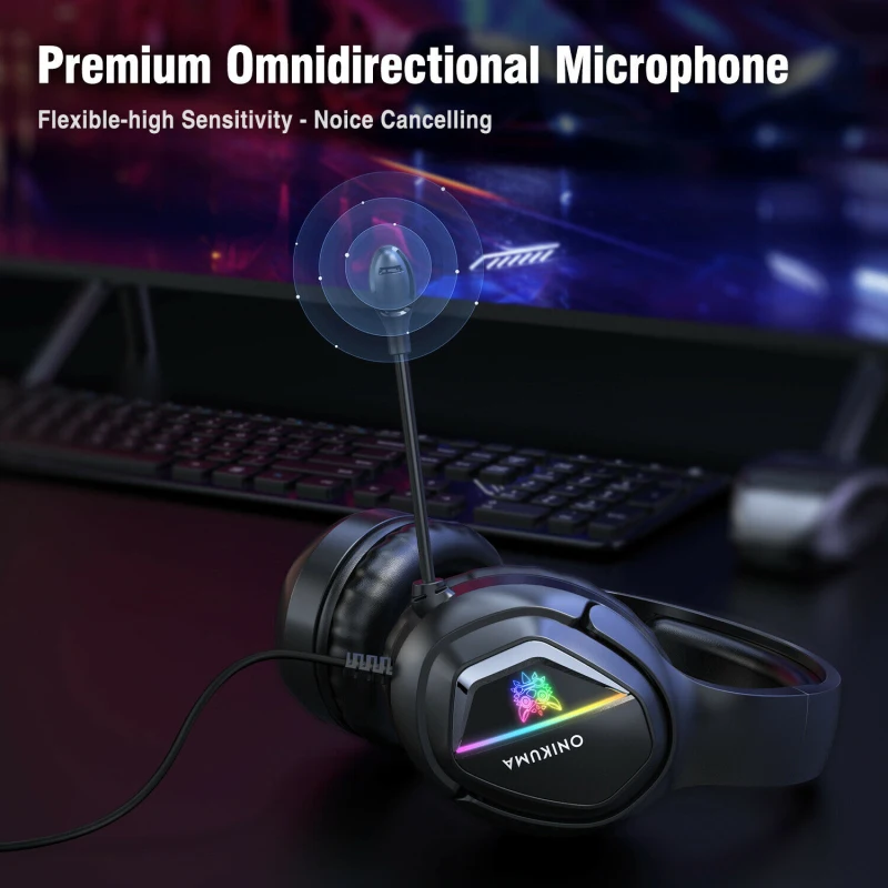 Wired Game Headset MIC LED Noise Isolating Microphone Multi-platform Compatible High quality stereo sound for game playing. | Электроника