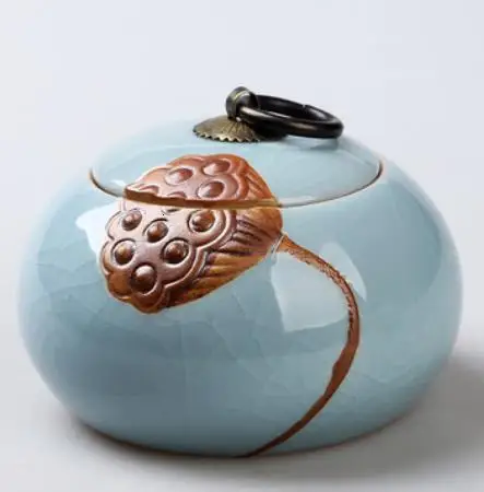 A Blue Керамическая коробка для чая со льдом в сдержанном стиле, ваза для хранения конфет, форта, чаепития, аксессуары для чайной церемонии - Цвет: A Blue