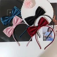 20pcs Double Layers Velvet Bow Hairbands Solid Big Bowknot Hard Headbands Princess Headwear Girls  Boutique Hair Accessories