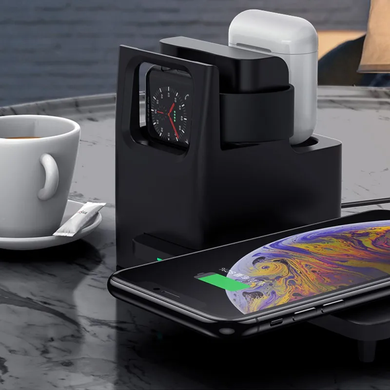 Горячая Распродажа беспроводная настольная быстрая Беспроводная зарядка Три в