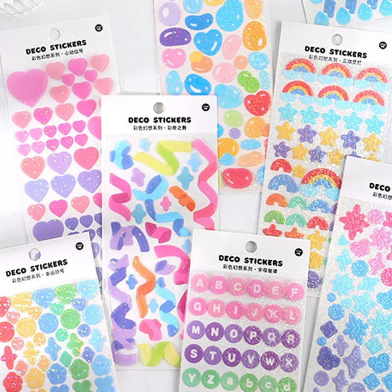 

1 Pcs Kawaii Stickers DIY Manual Photo Aesthetics Idol Card Album Shimmer Glimmer Decorative Cute Stationery Creative Gift
