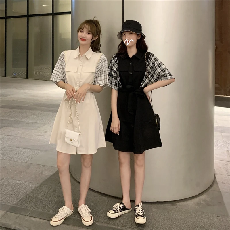 Обманка из двух частей в стиле колледжа обтягивающее платье с коротким рукавом