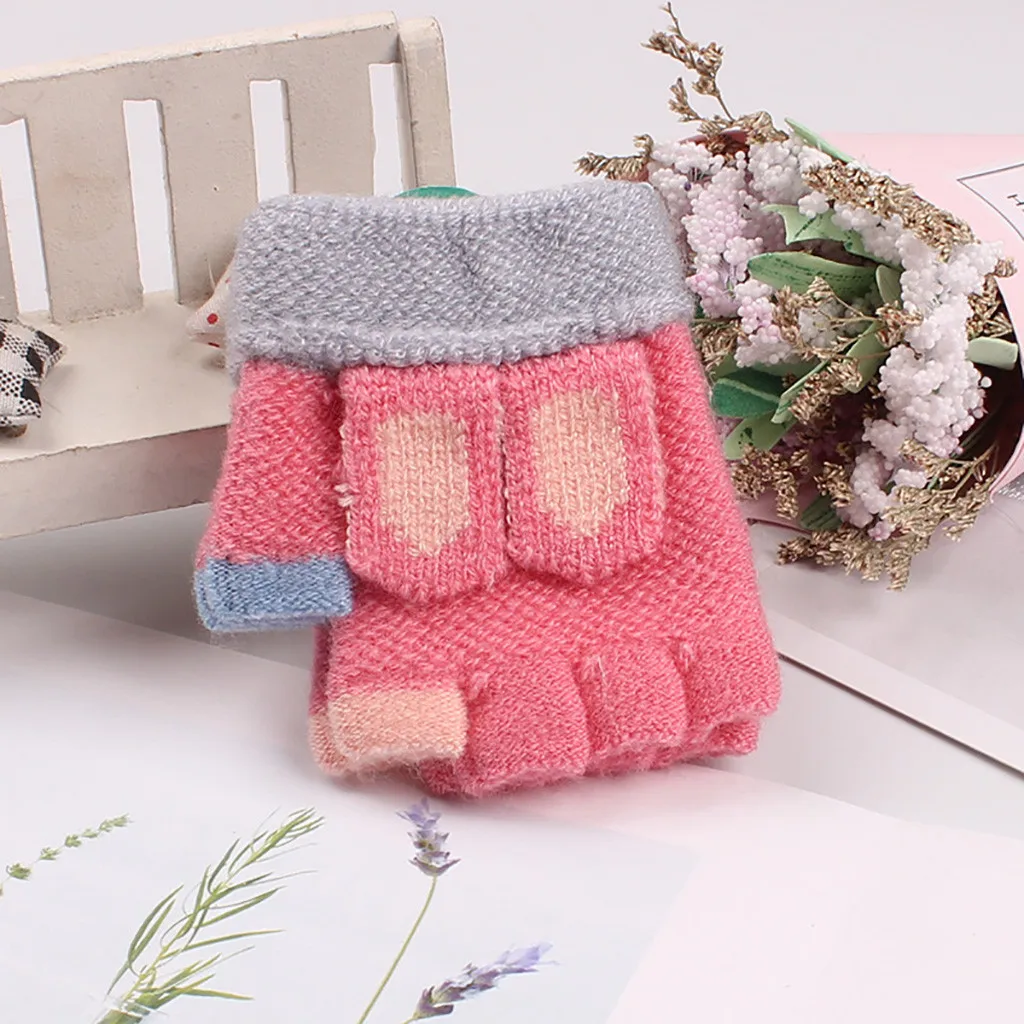 Зимние детские теплые вязаные перчатки для мальчиков и девочек детей | Детская