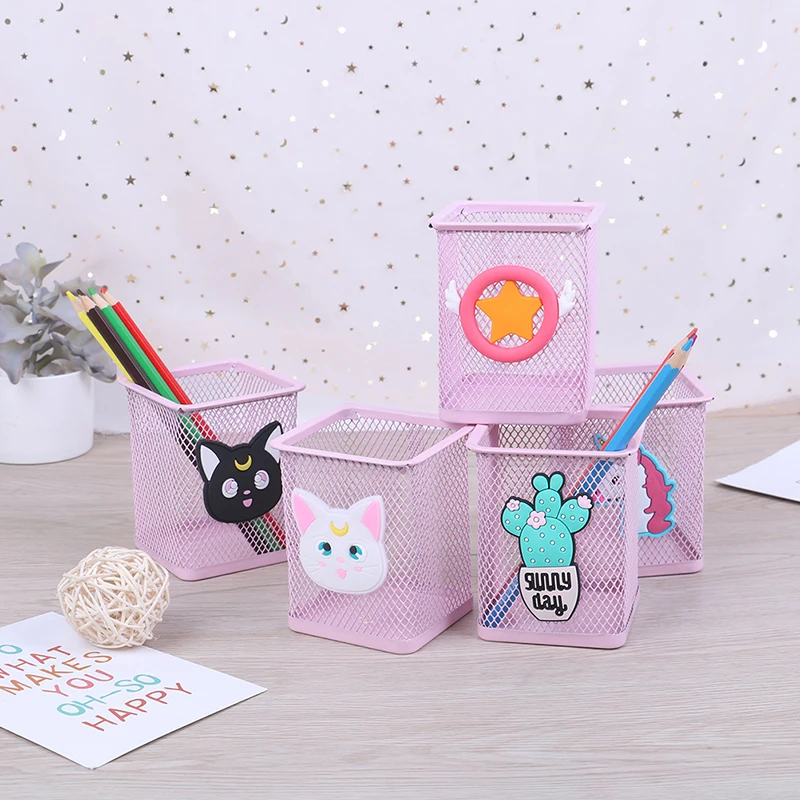 1 шт. розовый металлический держатель для ручек офисный Органайзер косметическая