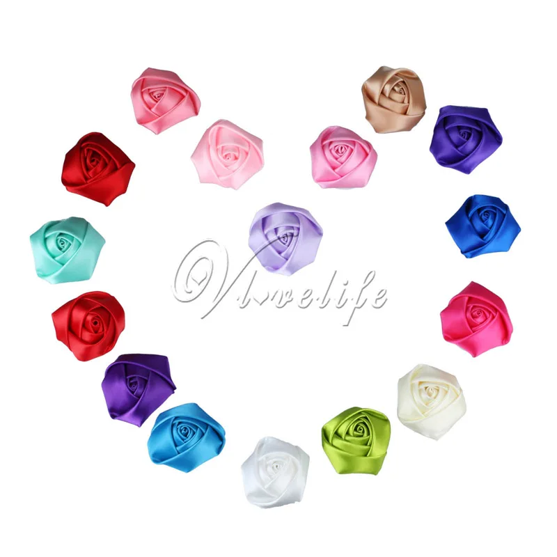 10 шт./лот 4 см атласная ткань розетка искусственные цветочные головки для