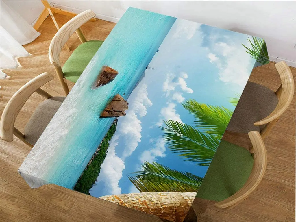 Декоративные прямоугольные скатерти пальмовое дерево синее покрытие для