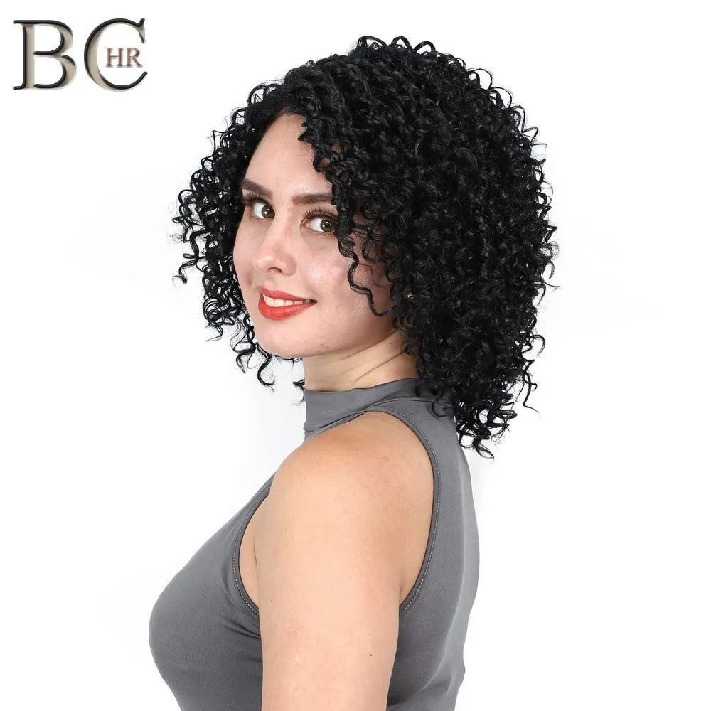 BCHR короткий кудрявый афро 13*4 парик фронта шнурка коричневый черный 2 цвета синтетические парики для женщин