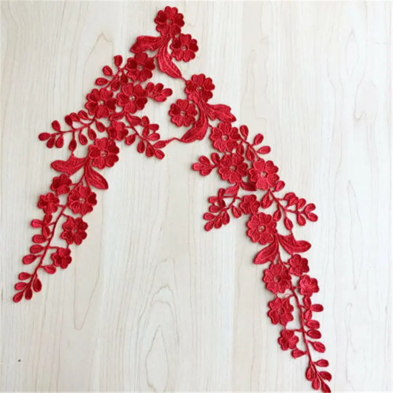 Floral Costume Motif Bridal Evening Dress Lace Applique Embroidery Crafts 1 Pair DIY lace | Дом и сад