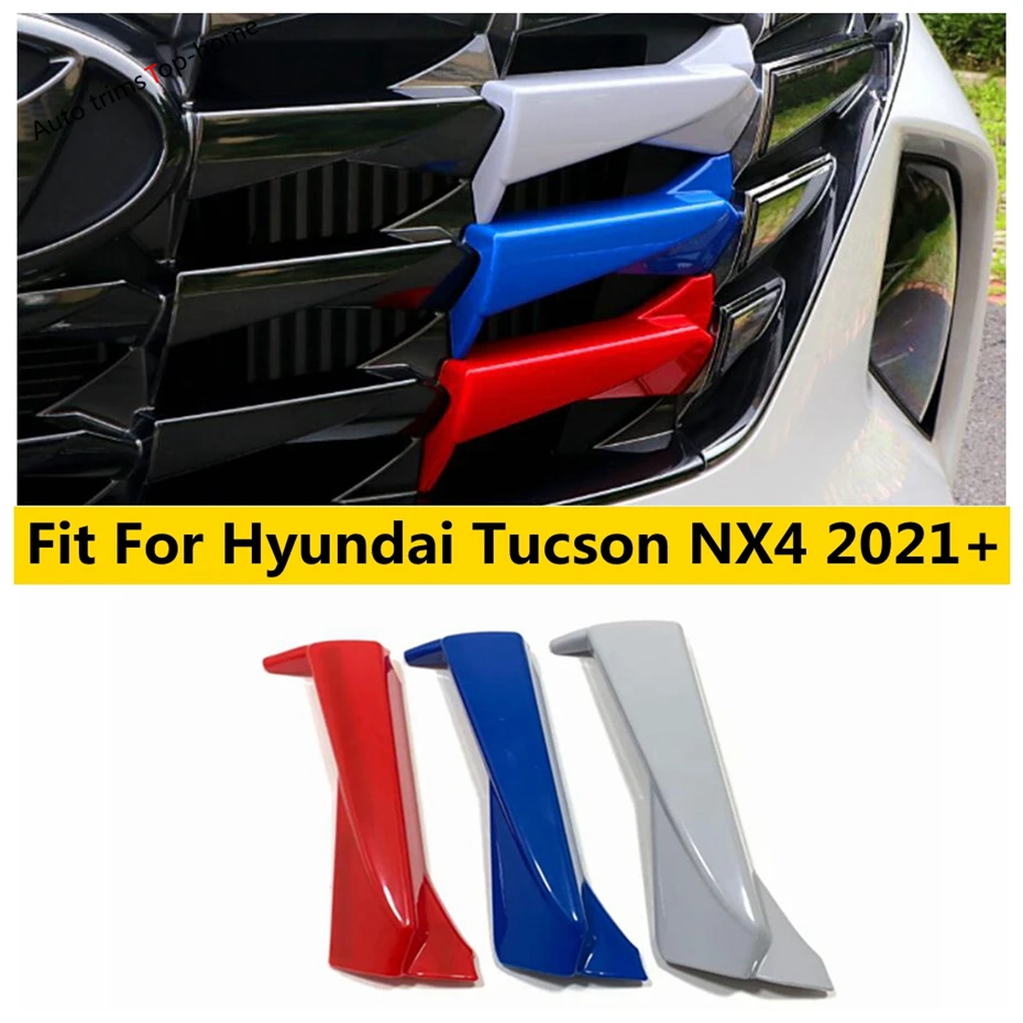 

Front Hood Grille Grid Strip Mesh Net Modified Decoration Cover Trim Plastic For Hyundai Tucson NX4 2021 2022 Accessories 3PC