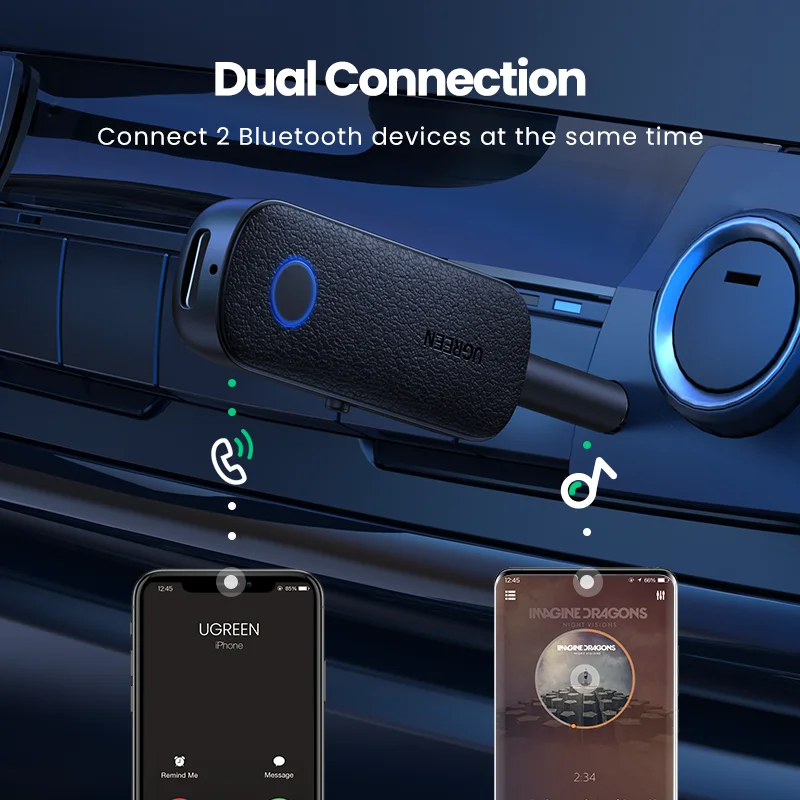 UGREEN 2-in-1 Bluetooth Adapter Transmitter Receiver AUX 5.0 Wireless 3.5mm Stereo for Earphones TV Car Audio | Электроника