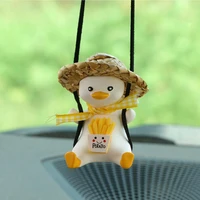 car pendant decoration cute little duck auto rearview mirror pendant swinging duck for car interior accessories for girls gifts