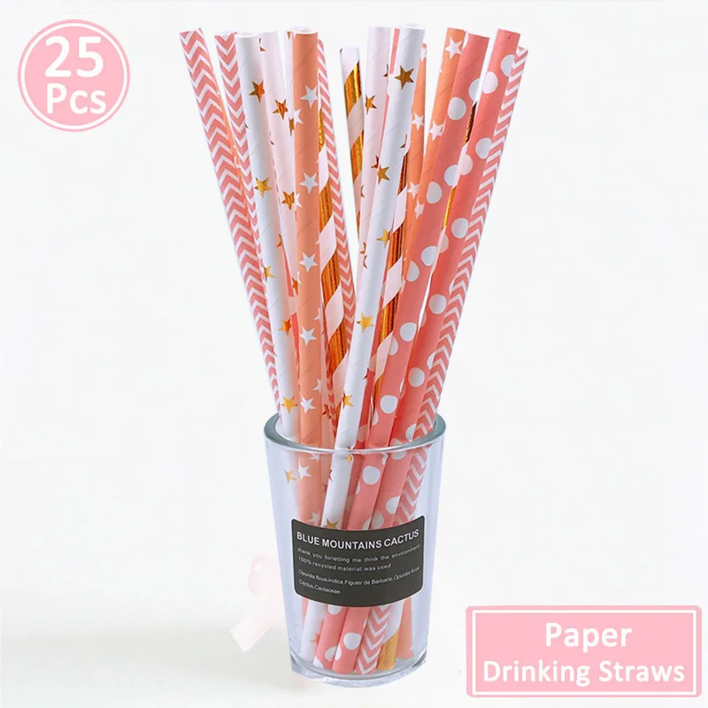 Соломинки из розового золота 25 шт. украшения для первого дня рождения взрослых