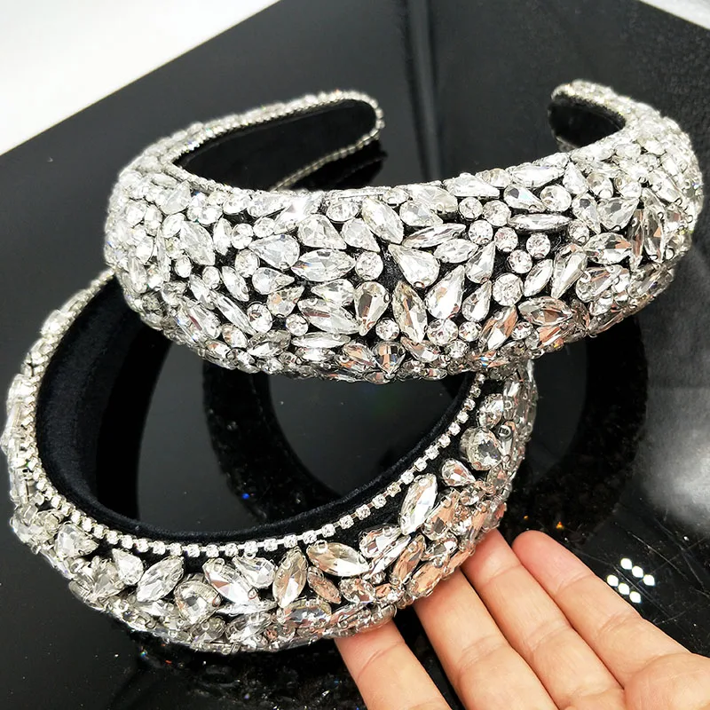 Headbands For Women Retro Floral Rhinestones Headband Lady Pearl Crystal Girl Barlot Style Headpiece Wedding Hair Acces | Украшения и