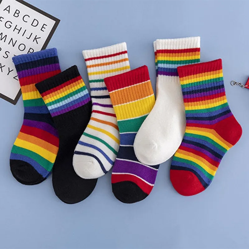 5 Pairs/lot Socks for Kids Rainbow Socks Candy Color Tube Socks Children Socks Children Boys Socks Cotton Socks Socks for Girls