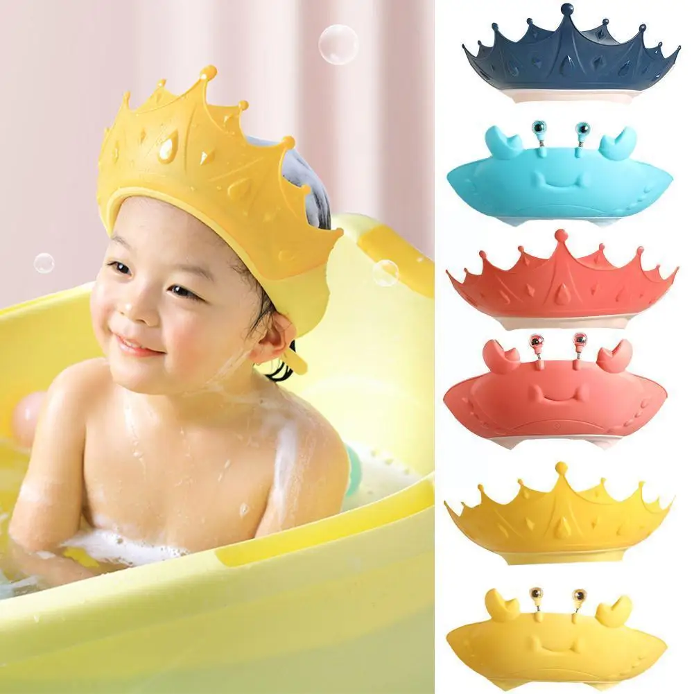 

Crown Adjustable Baby Shower Cap Shampoo Bath Wash Hair Hat Protect Children Waterproof Prevent Water Into Ear For Kids X4m4