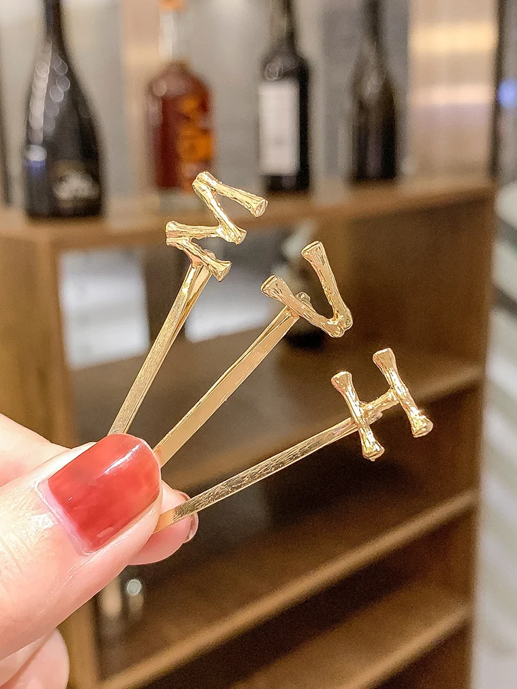 

zq Letter Barrettes Simple Metal Hairpin Bangs Side Single Line Clip Headdress Female Wholesale