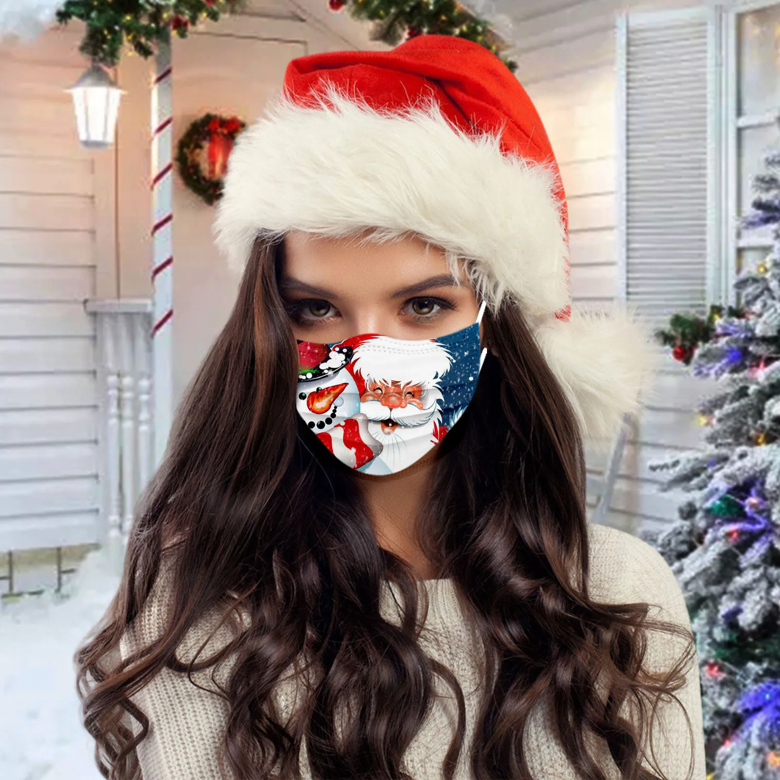 

10pcs Christmas 3ply Filters Mask Decoration For Face Disposable Fashion Mouth Cover Navidad Mascaras Print Halloween Cosplay