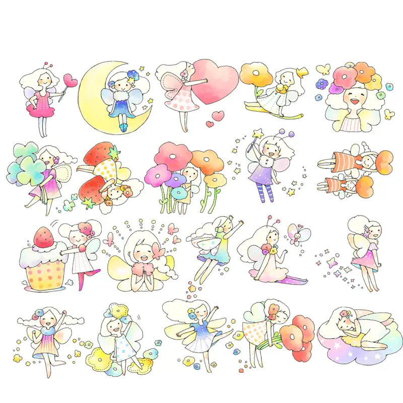 20 шт. милые иллюстрации Цветок феи стикеры s ремесла Скрапбукинг Стикеры книги