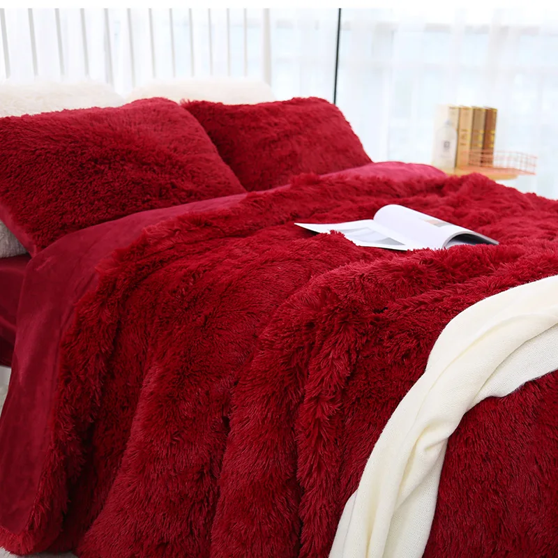 Denisroom мягкая двойная кровать модные однотонные плюшевые одеяла и постельное