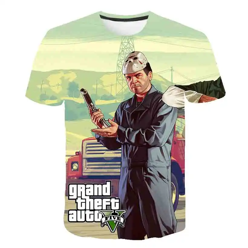 Футболка с короткими рукавами для мальчиков Grand Theft Auto Gta V 5 2020|Тройники| |