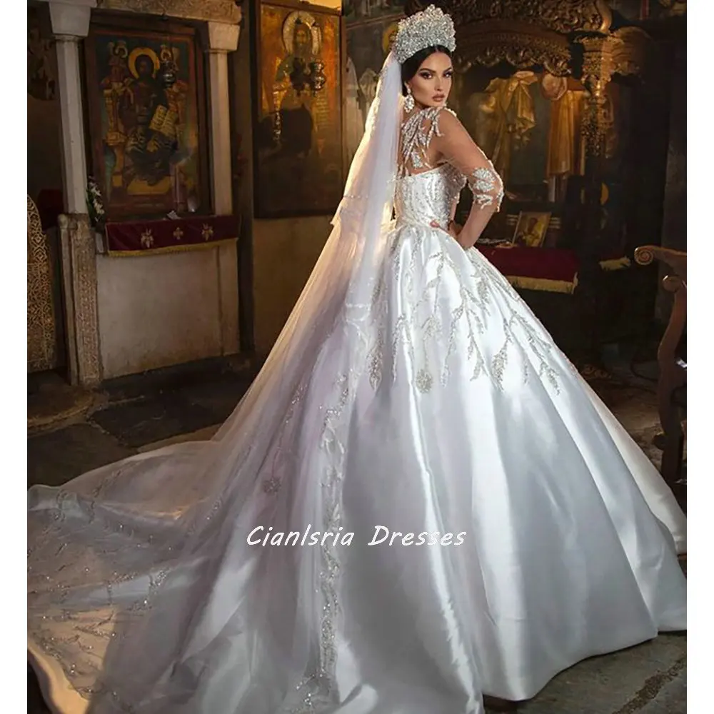 

Женское бальное платье с кристаллами, с рукавом три четверти