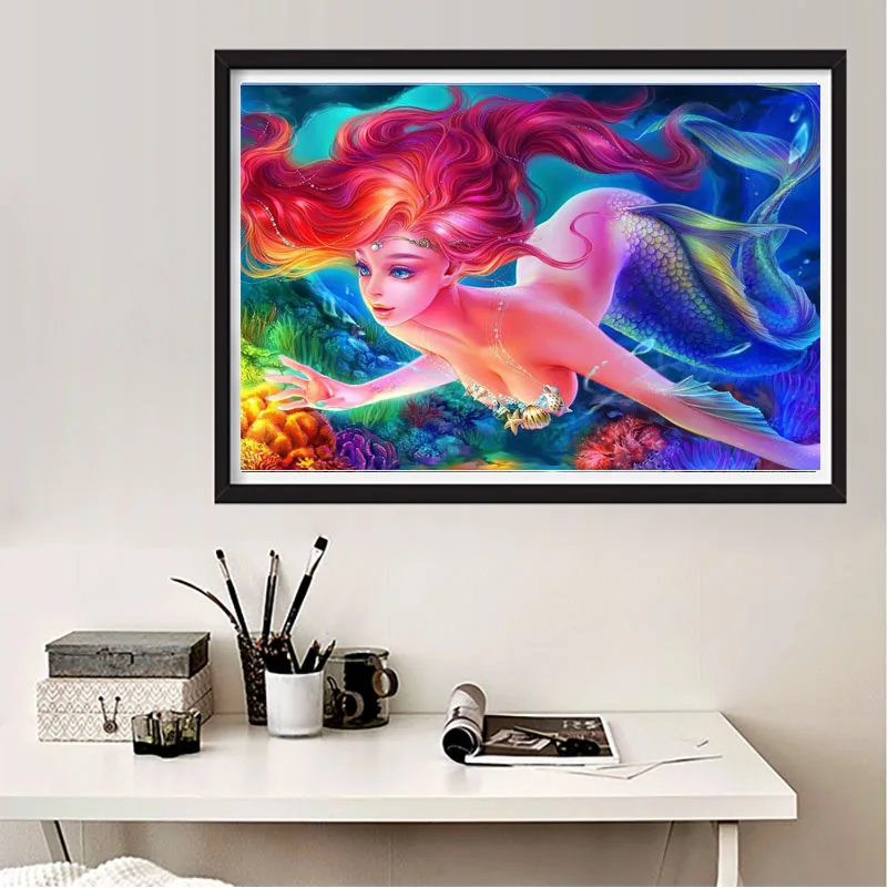 

Mermaid diamond embroidery full kit 5 d Diamond Mosaic full square round drill 3d diy diamond painting cartoon girl gift