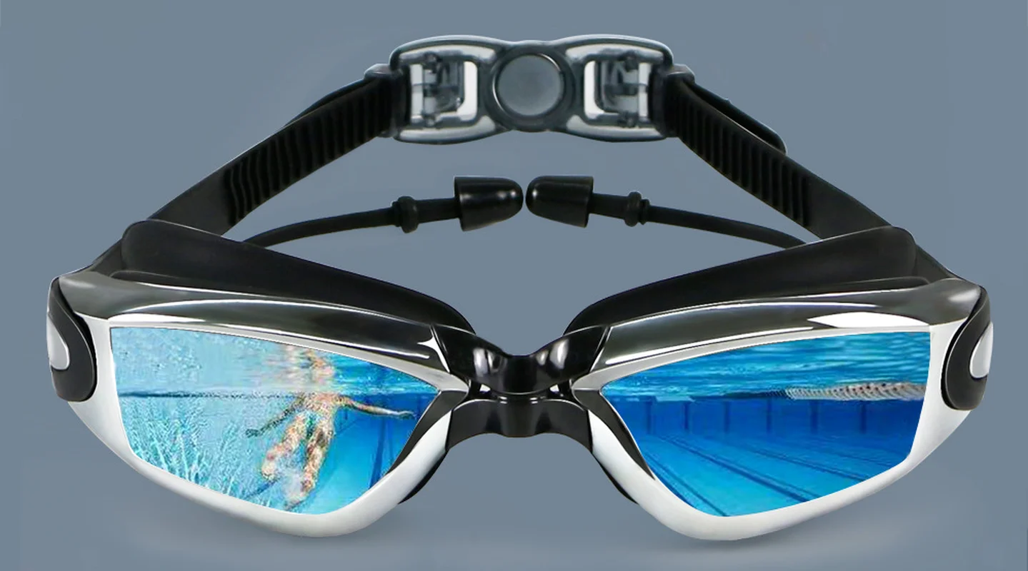 

2021 new adult swimming goggles big frame flat mirror unisex myopia swimming diving goggles anti-fog and waterproof HD glasses