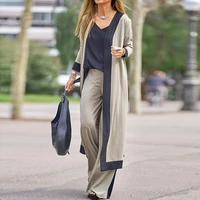 elegant long cardigan sling tops wide leg pants suits summer women fashion three piece sets autumn lady casual loose outfits