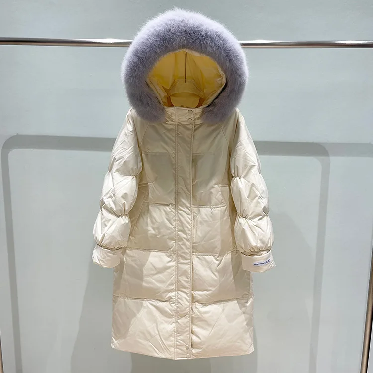 Women's mid-length quilted jacket 2021 winter new down jacket white duck down Korean style over-the-knee loose quilted jacket