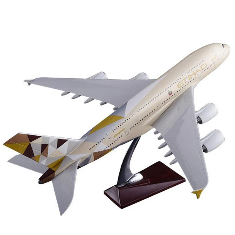 Масштаб 1:160 самолёт Аэробус ETIHAD Airline A380 Модель W светильник ЛЫМ колесом литой
