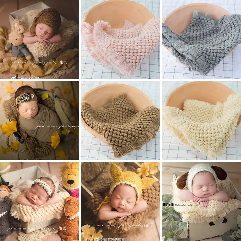

Newborn Photography Blanket Knitted Pineapple Flokati Baby Photo Shoot Props Boy Girl Studio Padding Mat Fotografia Accessories
