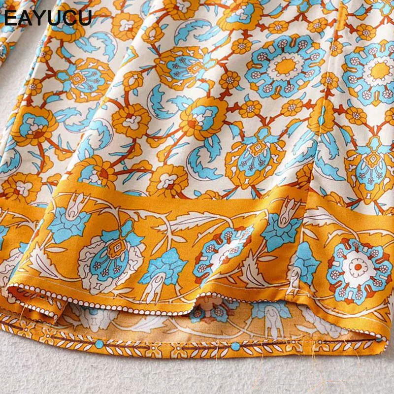 

EAYUCU High Waist Wide Leg Pants Women Floral Print Vintage Long Female Pants Trousers streetwear EB020