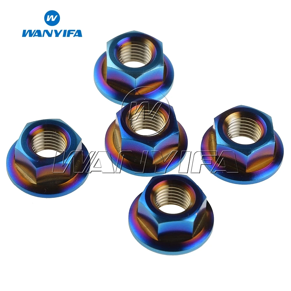 Титановая гайка wanifa M10x 1 0 25 мм 5 шестигранная Фланцевая для Honda Suzuki Yamaha Bluing Gold Rainbow
