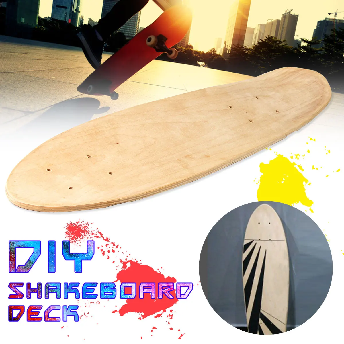

24 Inch Fish Skateboard Longboard Natural Single Foot Wooden Maple Blank Deck Board Parts DIY Skateboard Accessories Kids Gift