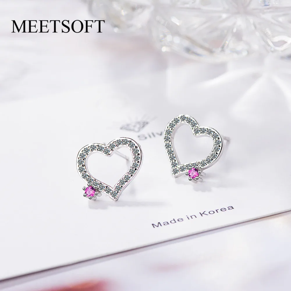 Женские серьги гвоздики MEETSOFT модные из стерлингового серебра 925 пробы с