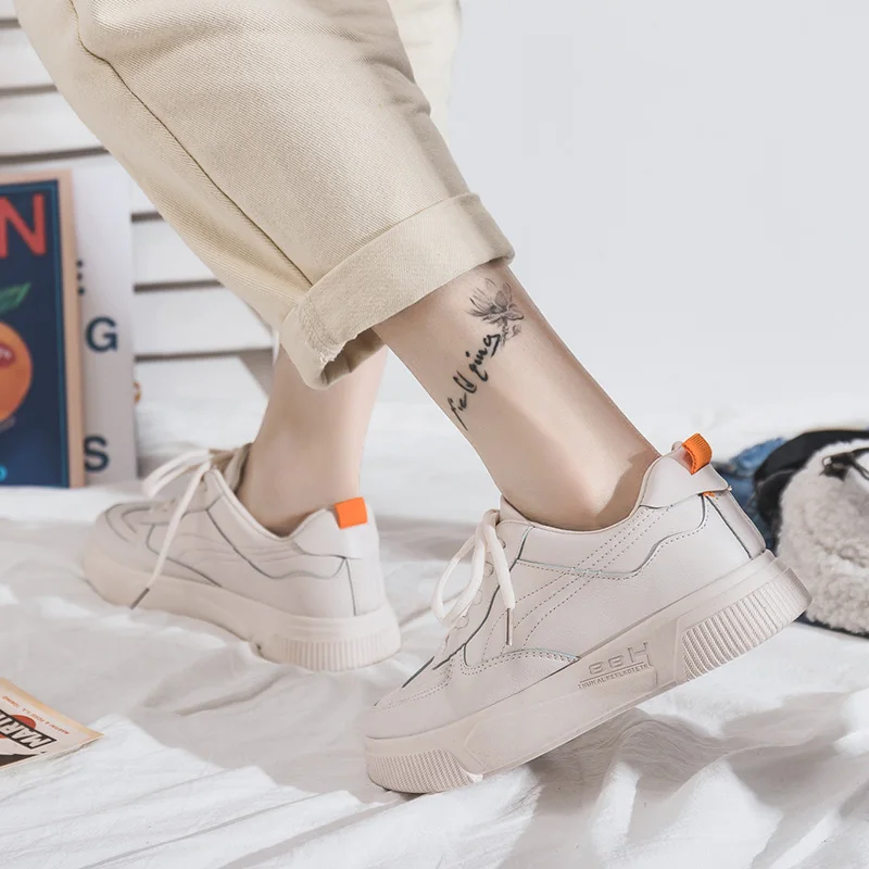 Женские кроссовки на плоской платформе дышащие слипоны шнуровке Повседневная